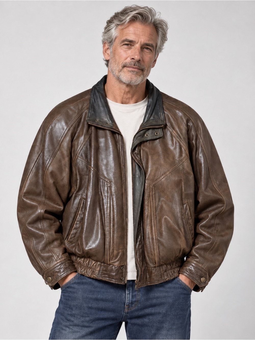 Adventure Bound Wilsons Vintage Brown Leather Bomber Jacket XL Thinsulate